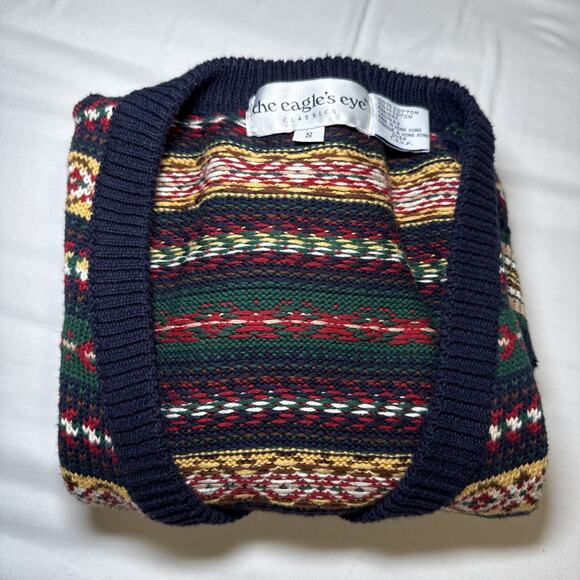 Vtg Eagles Eye Classics Cardigan Sweater Colorful Fair Isle Striped Small EUC - Picture 13 of 13